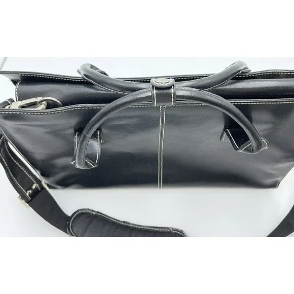 Samsonite Messenger Bag Laptop Case Black Leather Carry On - Picture 8 of 11